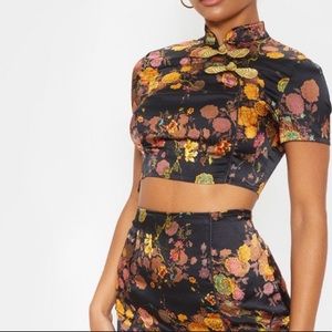 PLT Oriental Satin Top & Skirt